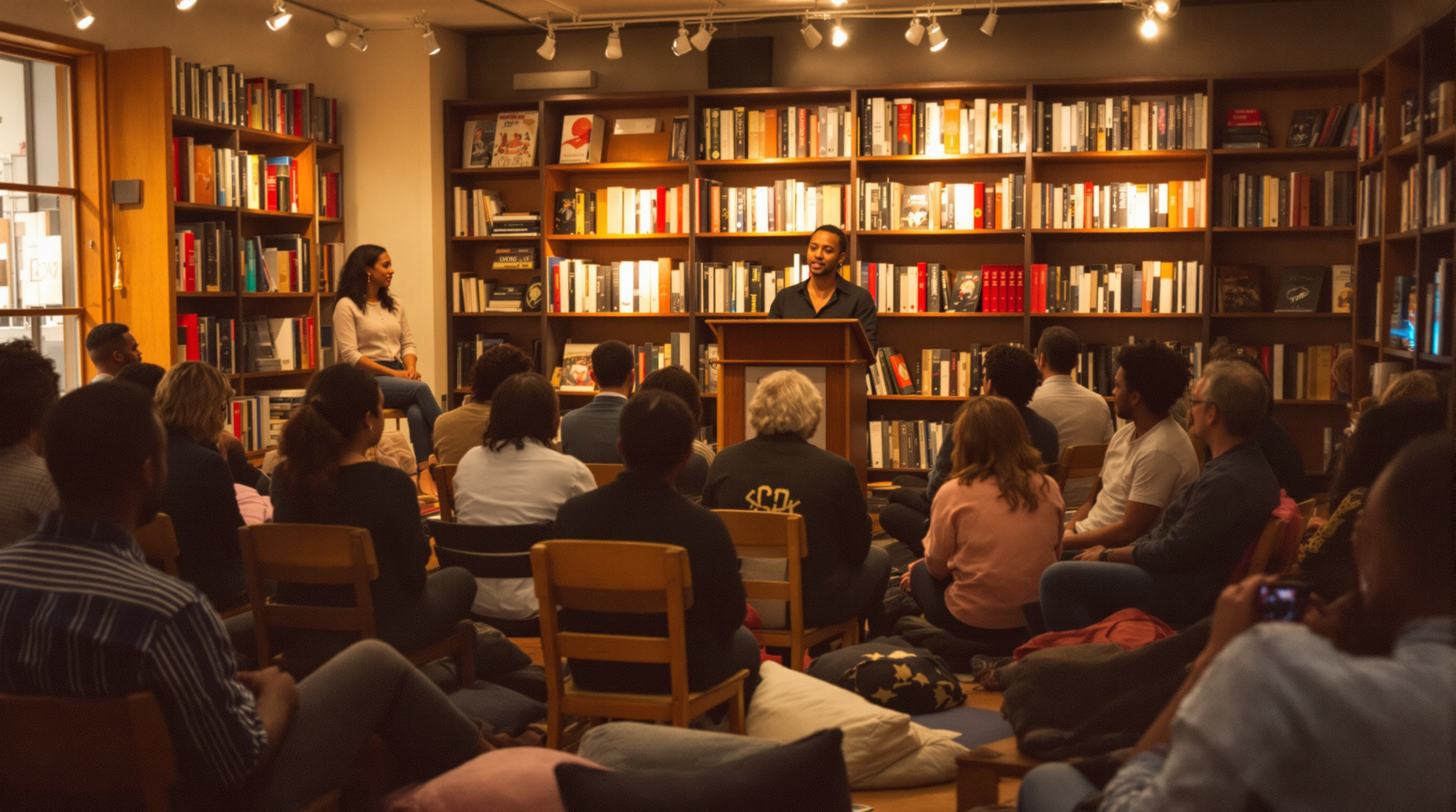 Poetry reading event showcasing the literary community around contemporary confessional poetry